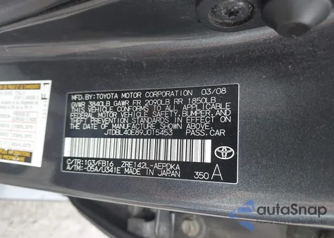 2009 Toyota Corolla Le z USA, uszkodzony, nr VIN JTDBL40E89J015453